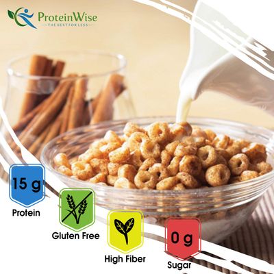 Proteinwise Cinnamon Vanilla Cereal, High Protein, Healthy Cereal, Healthy Diet, Low Carb, Low Calorie, Kosher, 7/Box