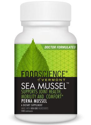 FoodScience of Vermont Sea Mussel, Green-Lipped Mussel Joint Supplement Capsules, 180 Count