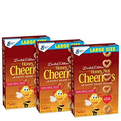 Cheerios Honey Nut , Gluten Free, Cereal With Oats, 15.4 Oz Box (Pack Of 3), Hearts, 46.2 Oz