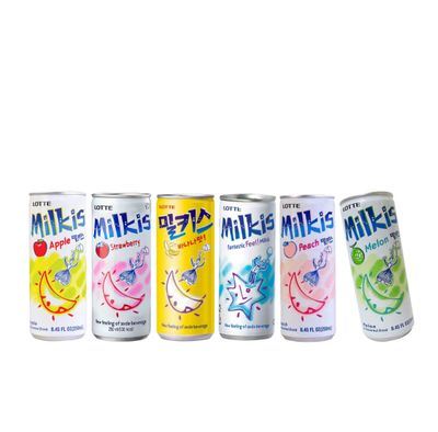 Lotte Milkis 6 Flavors Combo (Original, Apple, Melon, Peach, Banana, &amp; Strawberry) (6 Flavors, Pack of 1)