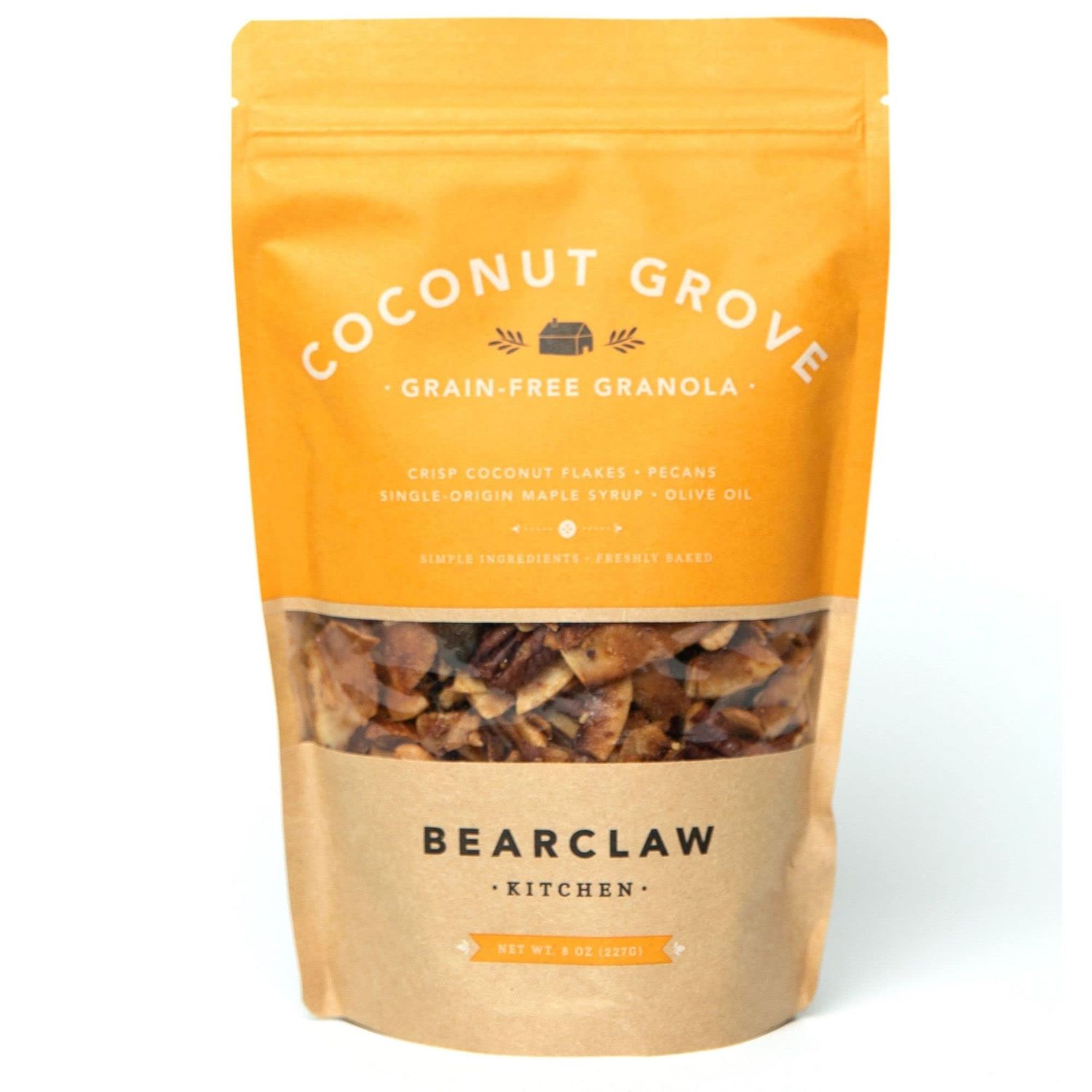 Bearclaw Kitchen - Coconut Grove Granola - Grain Free - Naturally Gluten Free - Organic Coconut Flakes, Roasted Pecans, Almonds, Cashews, Organic Pumpkin Seeds - Vegan - No Refined Sugar - 8oz