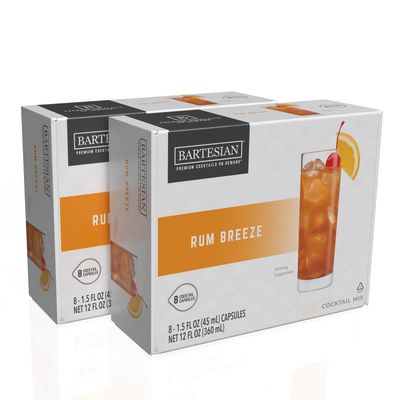 Bartesian 16-Pack Rum Breeze Mixer Capsules for Cocktail Machine - Home Bar Mixology Cocktails Mix Pod Capsule Set To Use With the Bartesian Cocktail Drink Maker Machine