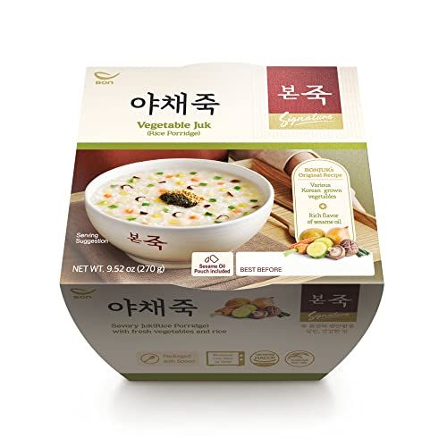 BONJUK Vegetable Juk(Porridge) Bowl - Korean soup stew Kfood, Hearty Breakfast Oat Meal - 9.5oz(270g), bowl type