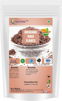 Neotea Original Ragi Flakes 300 GM-Sugar Free | Finger Millet Flakes | Finger Millet Poha Flakes | Healthy Breakfast Millet Flakes | Gluten-Free | High-Fibre Food
