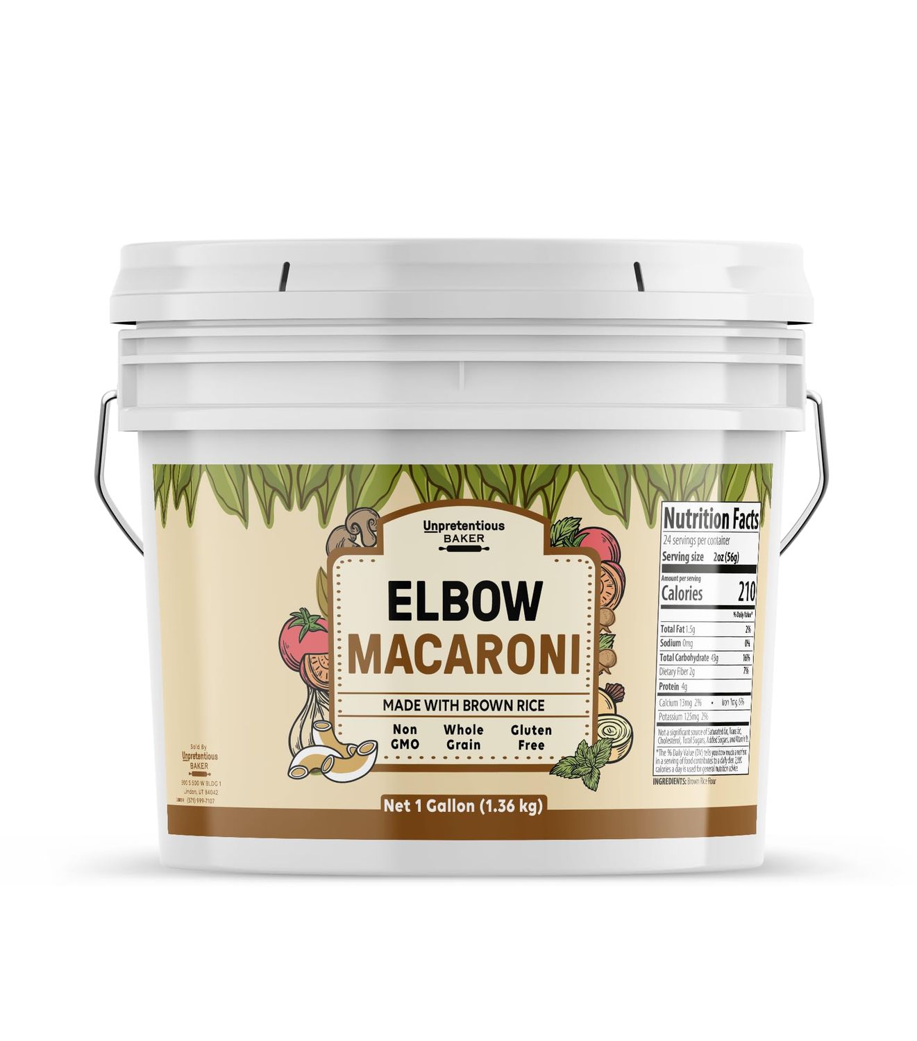 Unpretentious Brown Rice Elbow Macaroni, 1 Gallon, Whole Grain Pasta, Gluten Free
