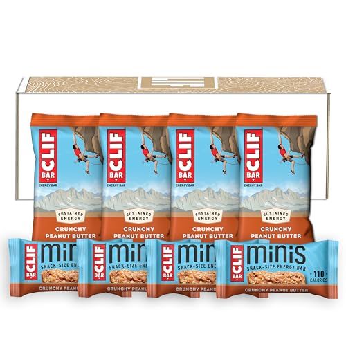CLIF BAR - Crunchy Peanut Butter - Full Size and Mini Energy Bars - Made with Organic Oats - Non-GMO - Plant Based - 2.4 oz. and 0.99 oz. (20 Count)