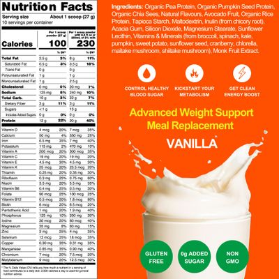 Metavo Advanced Weight Support Meal Replacement Vanilla