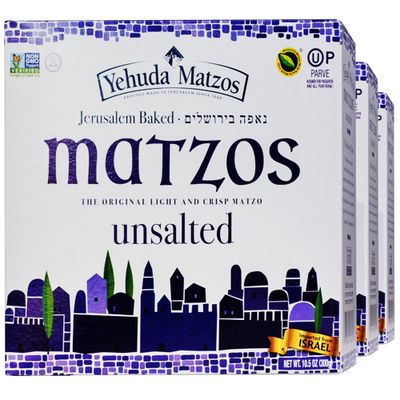 Yehuda Unsalted Matzo Thins, 10.5oz (3 Pack) Airy, Crisp &amp; Delicious Matzah Crackers | Kosher for Passover