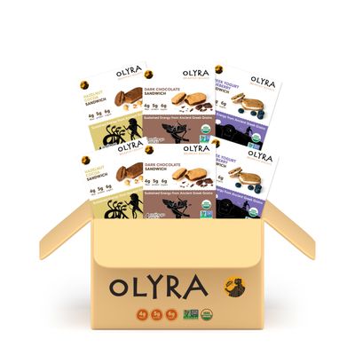 Olyra Variety Pack Sandwich Breakfast Biscuit, Healthy Snacks for Kids and Adults, Low Sugar, High Fiber, Vegan Organic Cookies, with Ancient Greek Grains, USDA Certified Organic, Non GMO, 24 Packs