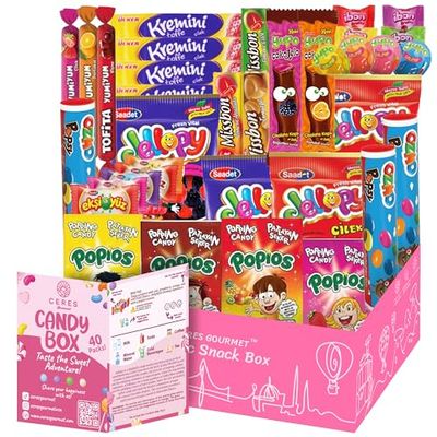 Candy Box From Around The World, Foreign Rare Unique Mystery Candy Gift Box, 40 Pcs Cool International Exotic Candy Snacks Variety Box for Halloween Treats