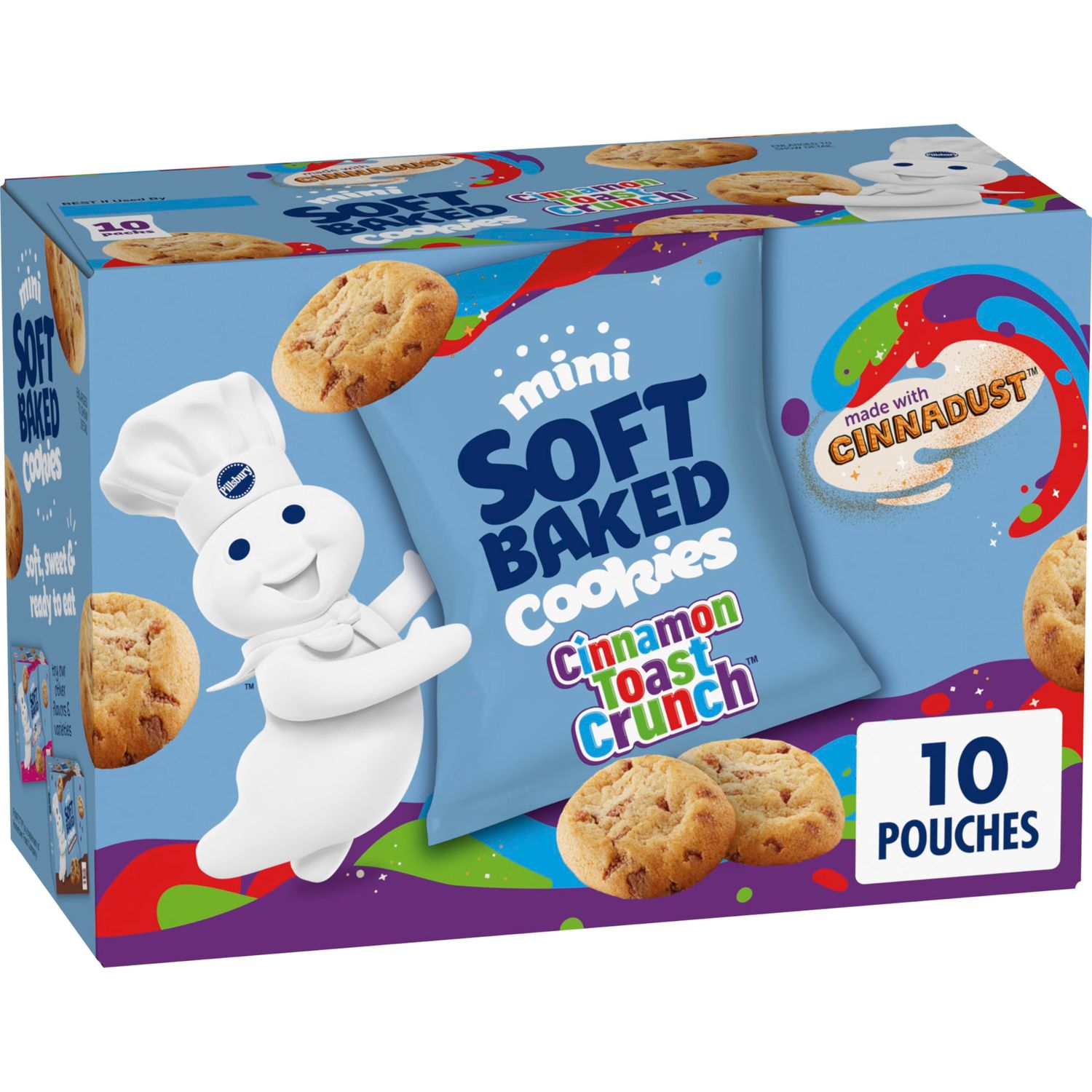 Pillsbury Mini Soft Baked Cookies, Cinnamon Toast Crunch, Made with CINNADUST, Snack Bags, 10 ct