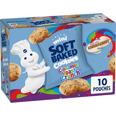 Pillsbury Mini Soft Baked Cookies, Cinnamon Toast Crunch, Made with CINNADUST, Snack Bags, 10 ct