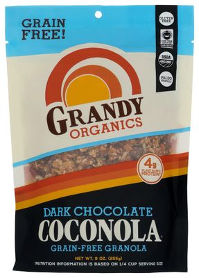 Grandy Oats Organic Chocolate Chunk Coconut Granola, Grain Free, Gluten Free, 9 Ounces (Pack Of 6)