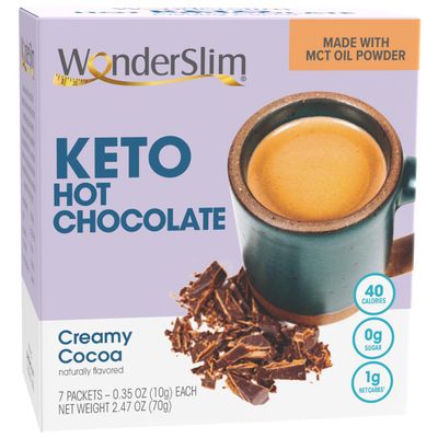 Wonderslim Keto Hot Chocolate Mix, MCT Oil, Low Carb, Gluten Free (7ct)