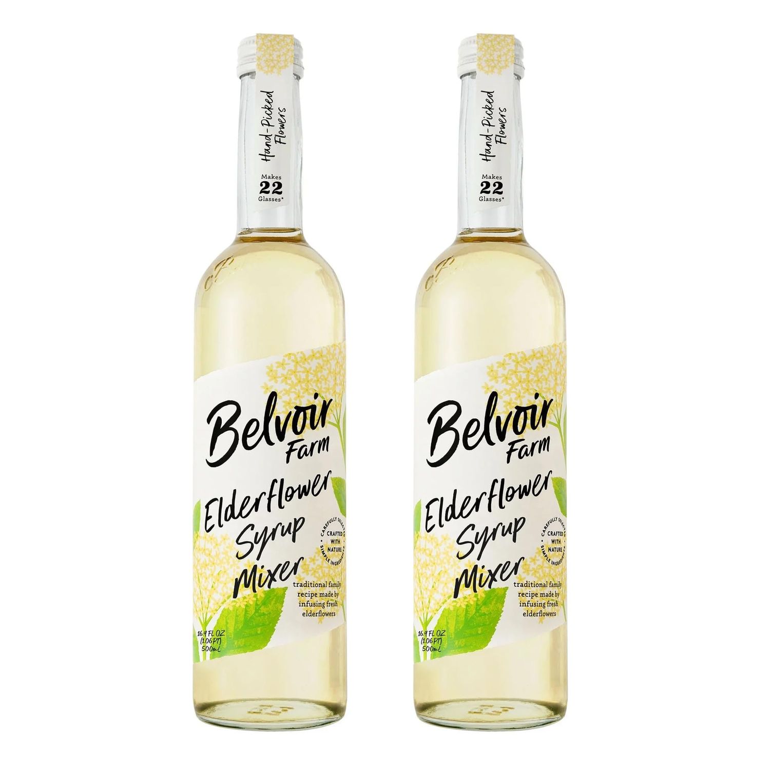 Belvoir Fruit Farms Elderflower Syrup Mixer (500ml) | Pack of 2 | Natural Elderflower Drink Mix | Ideal for Cocktails and Refreshing Beverages | No Preservatives | Made with Fresh Elderflowers