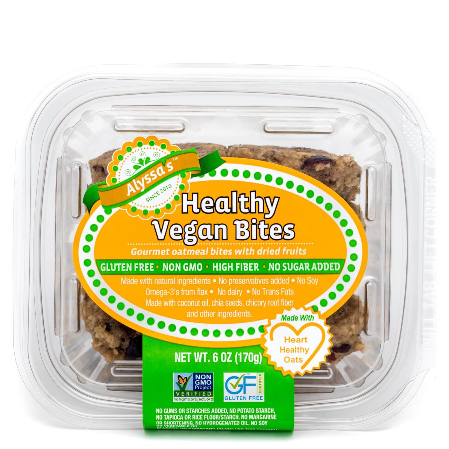 Alyssas Vegan Oatmeal Bites  Gluten Free Cookies, Healthy Snacks from the Bakery  Dairy Free, Sugar Free, Low Carb, Keto Protein Snacks  Gluten Free Snacks for Kids  8 Cookies per box, 1 Pack