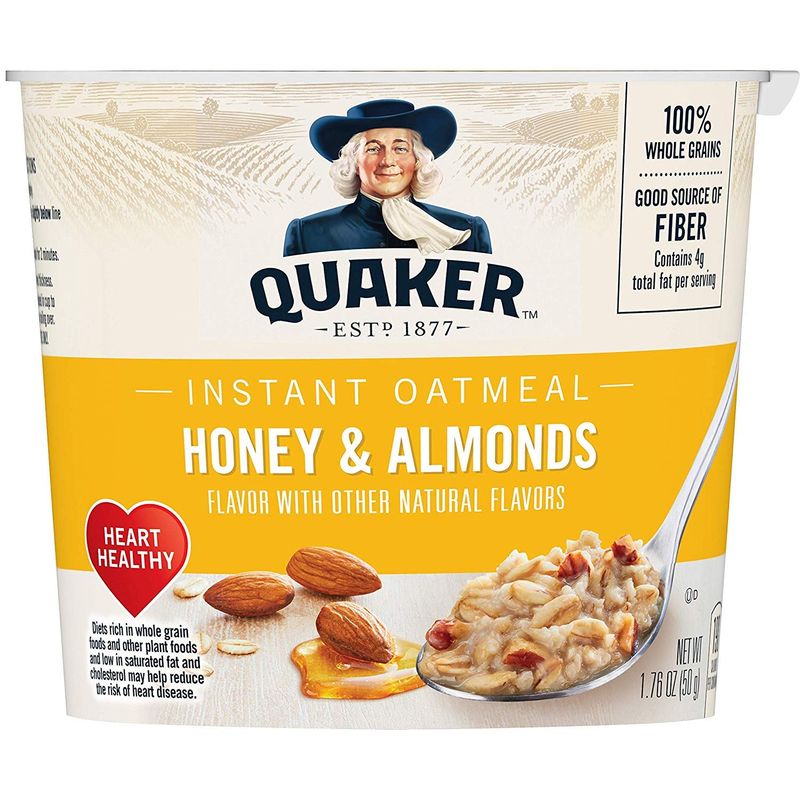 Quaker Instant Oatmeal Express Cups, Maple &amp; Brown Sugar and Honey &amp; Almond Variety Pack, 12 Count (Pack of 1)