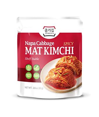 JONGGA Spicy Napa Cabbage Kimchi (Pack of 8), Shelf Stable Mat Kimchi, Spicy Korean Authentic Fermented Pickled Cabbaged Kimchi, Perfect with Ramen, Noodles and Rice