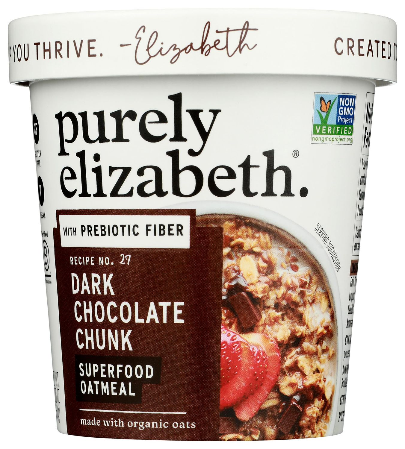PURELY ELIZABETH Dark Chocolate Chunk Superfood Oatmeal Cup, 1.76 OZ