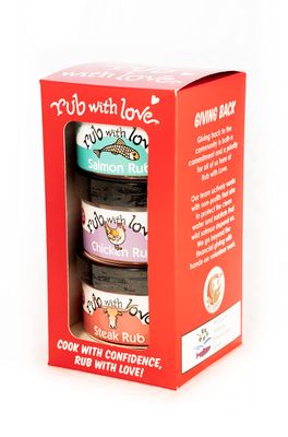 Rub with Love, Everyday Meat Rubs and Seasonings Gift Set (3 Jars) Grilling and BBQ Spices for Salmon, Chicken, and Steak