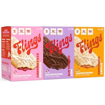FLINGS Toaster Pastries - Variety Pack | High Protein, No Sugar Added, Low Carb, Gluten Free, Keto Friendly | 3 Pack (12 Toaster Pastries) | High Protein Keto Breakfast Snack