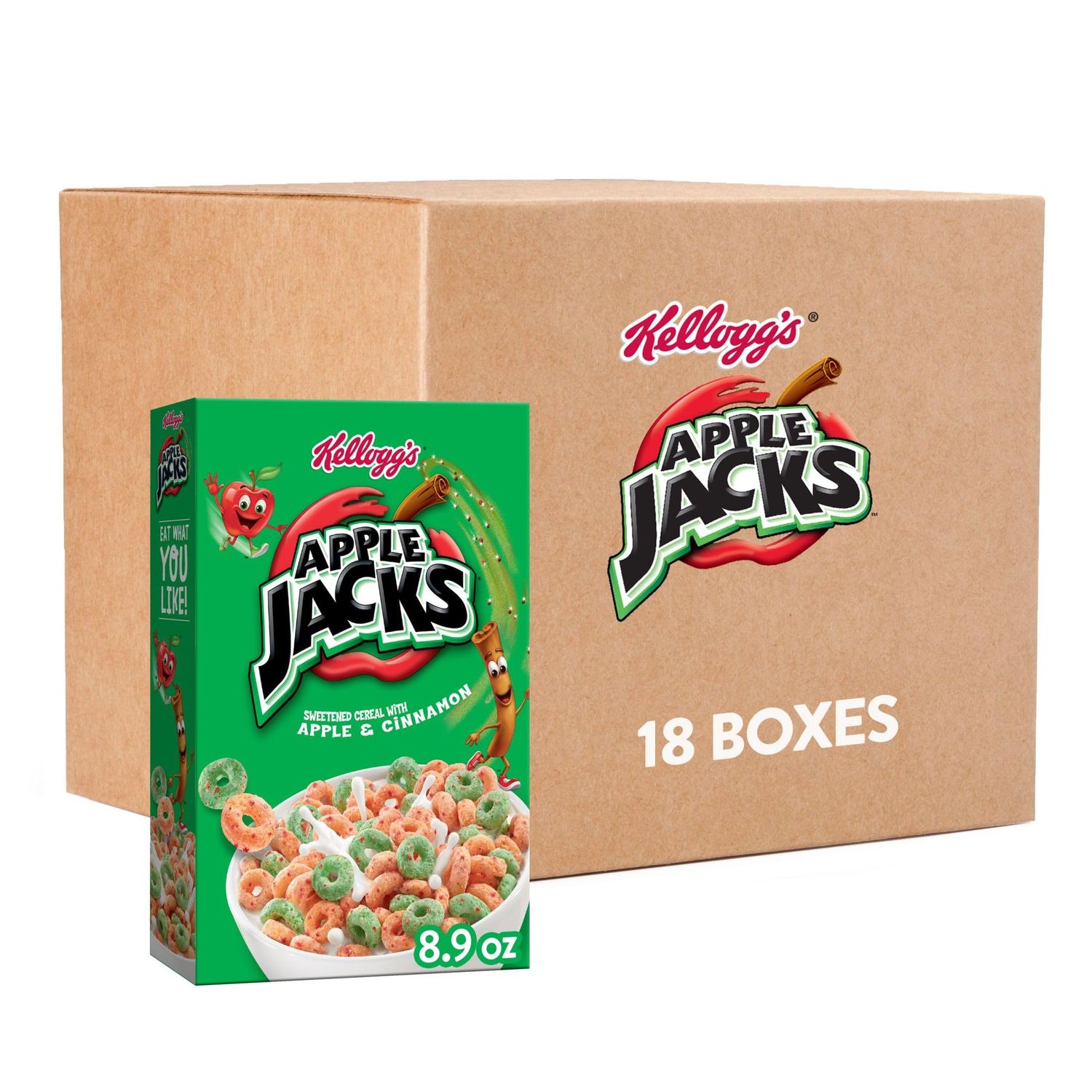Kellogg&#39;s Apple Jacks Breakfast Cereal, Kids Cereal, Family Breakfast, Original (18 Boxes)