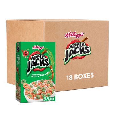 Kellogg&#39;s Apple Jacks Breakfast Cereal, Kids Cereal, Family Breakfast, Original (18 Boxes)