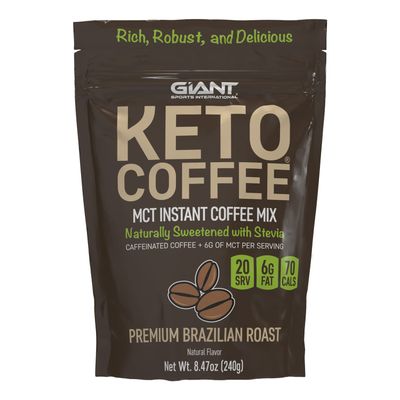 Giant Sports Keto Coffee, Instant Ketogenic Coffee Beverage Powder Mix, 6g of MCT Oil Powder per Serving, Naturally Sweetened, Sugar Free, 20 Servings