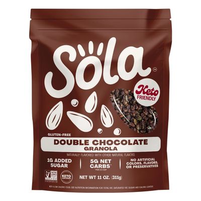 Sola Low Carb &amp; Keto Friendly Granola, Double Chocolate - Low Sugar, Naturally Flavored, Gluten Free &amp; No Artificial Colors, Flavors or Preservatives, 11 OZ Pouch (Pack of 1)