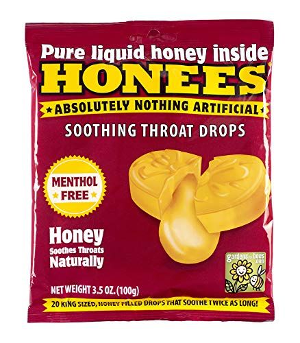 Honees Honey Filled Drops, Honey Cough Drops with Real Honey-Natural Sore Throat Relief-Nothing Artificial-Throat Coat Lozenges, Natural Cough Suppressant, Non-GMO, Gluten Free (1 Pack - 20 drops)