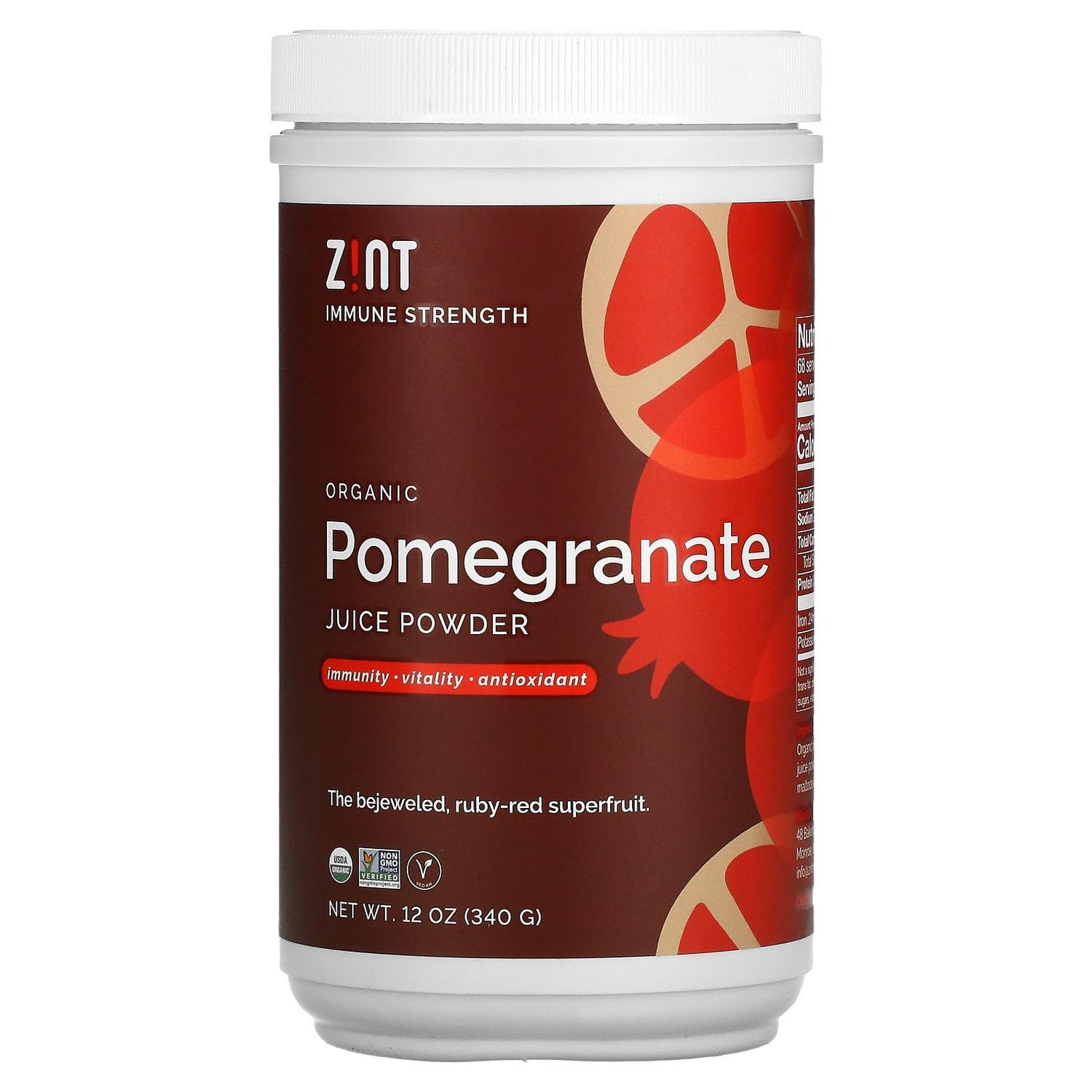 Zint Pomegranate Powder, Organic (12 oz): Antioxidant Pomegranate Juice, Pure Pomegranate Supplement, Sugar-Free, USDA Organic, Non-GMO, Vegan