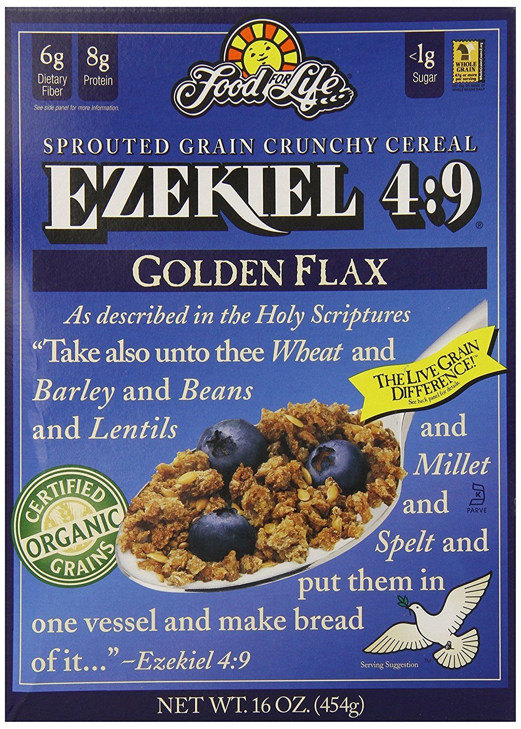 Food For Life Ezekiel 4:9 Organic Sprouted Grain Cereal, Golden Flax, 16-Ounce Boxes (Pack of 6)