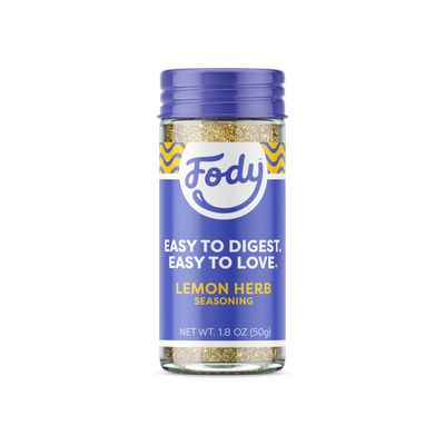 Fody Foods Vegan Lemon Herb Seasoning, Flavorful Grilling Seasoning, Low Fodmap Certified, Sensitive Recipe, Gut &amp; IBS Friendly, 1.8 Ounce