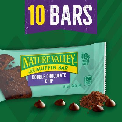 Nature Valley Soft Baked Muffin Bars, Double Chocolate Chip, Made With Whole Grain, 10 Count, 12.4 oz