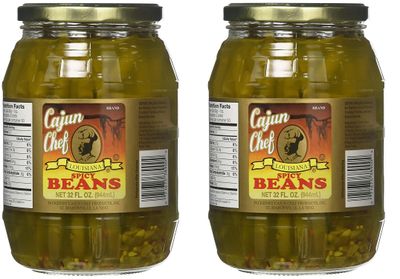 Cajun Chef Louisiana Spicy Green Beans - 32 oz (Pack of 2) - Bold Cajun Flavor - Perfect for Hors d&#39;Ouevres, Cocktail Parties, as a Salad Garnish, Bloody Marys and More - Versatile and Delicious