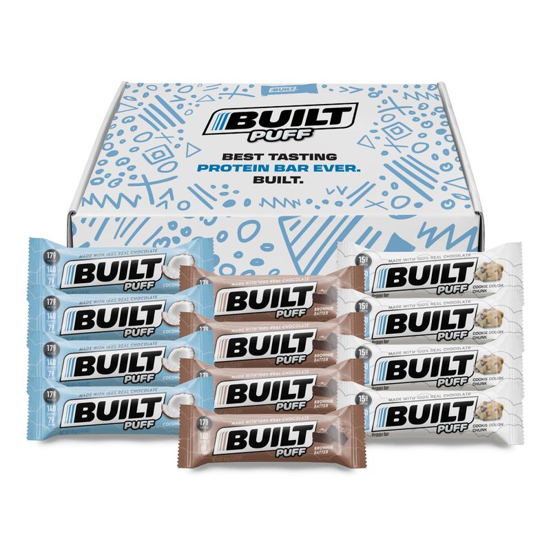BUILT Protein Bars, Variety Pack, 12 Bars, Protein Snacks, 17g High Protein, Collagen, Perfect Breakfast Bar, On The Go Protein Snack, post workout
