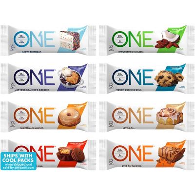 ONE Protein Bars, Sampler Variety Pack, Gluten Free Protein Bars with 20g Protein and 1g Sugar, Pantry Staples, 2.12 oz (8 Count)