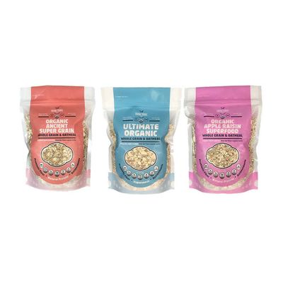 Farm to Table Foods Organic Oatmeal Variety Pack - High Protein, Plant Based, Non-GMO - 3 Pack (Apple Raisin, Whole Grain, Ultimate Organic)