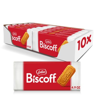 Lotus Biscoff Cookies, Caramelized Biscuit Cookies, 18 Cookies (Pack of 10), Non GMO + Vegan, 4.94 Ounce (Pack of 10), Snack Pack Size