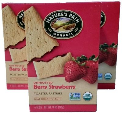 Bundle of 3 Nature&#39;s Path Organic Unfrosted Berry Strawberry Toaster Pastries