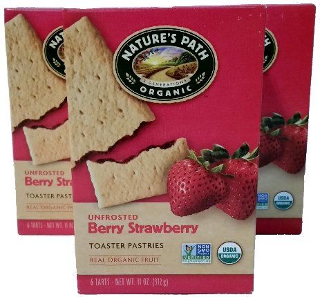 Bundle of 3 Nature&#39;s Path Organic Unfrosted Berry Strawberry Toaster Pastries