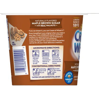 Cream of Wheat Instant Hot Cereal To-Go Cups, Maple Brown Sugar Walnut, 2.29 Ounce (Pack of 6)