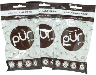 NEW! PUR Gum Chocolate Mint, 2.72 oz, 3 Bags3