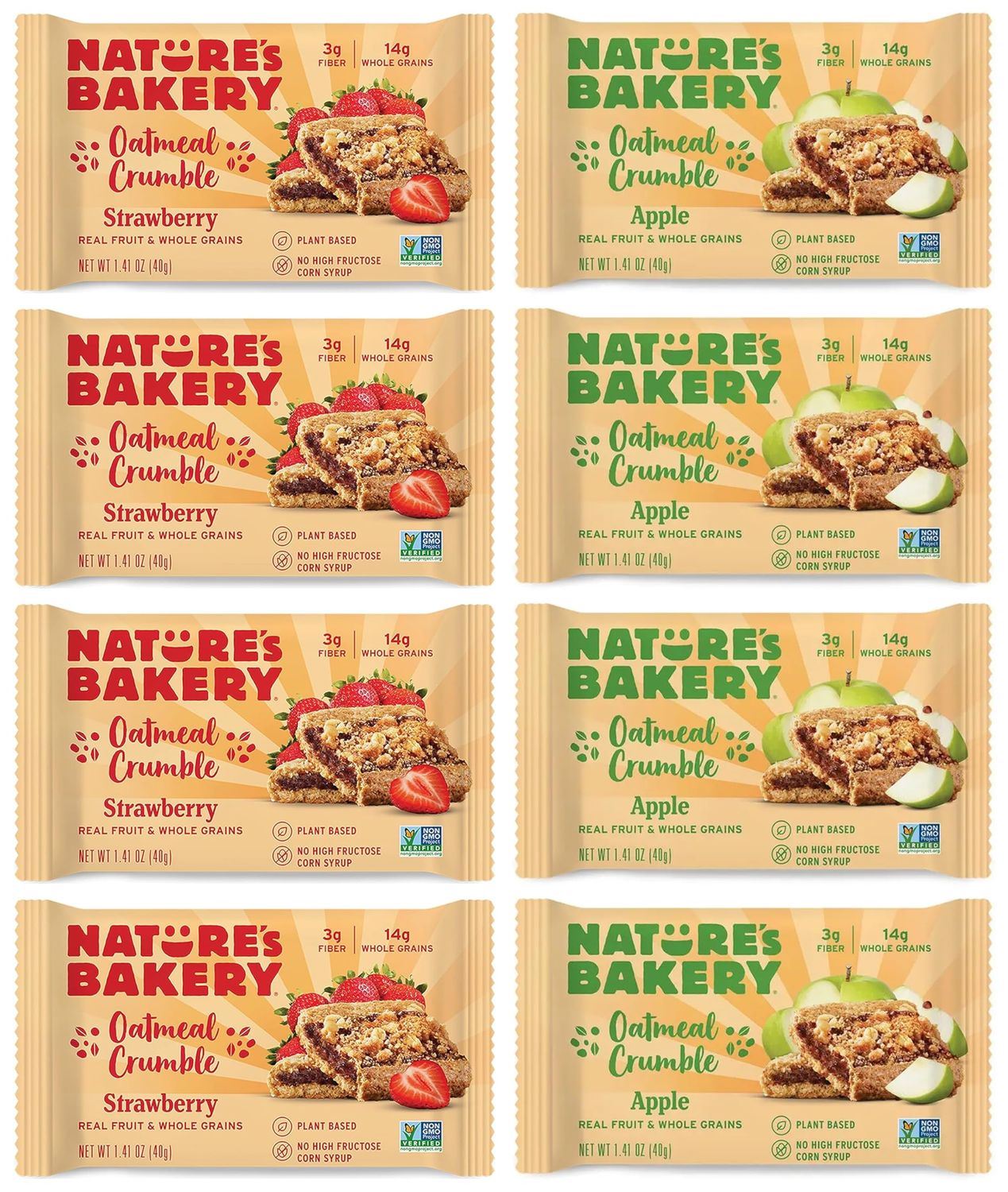 Nature&#39;s Bakery Oatmeal Crumble Bar Variety Sampler 8ct 1.41oz