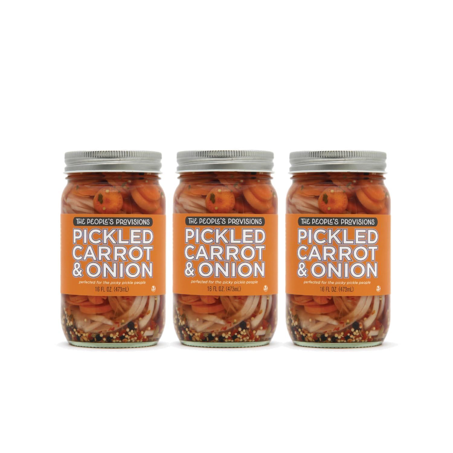 The People&#39;s Provisions - Pickled Carrot &amp; Onion 16oz - Taqueria Style Pickled Sliced Carrots and Onions (3-pack)