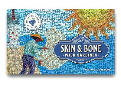 Skin &amp; Bone Wild Caught Portugese Sardines in Extra Virgin Olive Oil, Pack of 12, 4.25oz. Handpacked, Wild Caught.