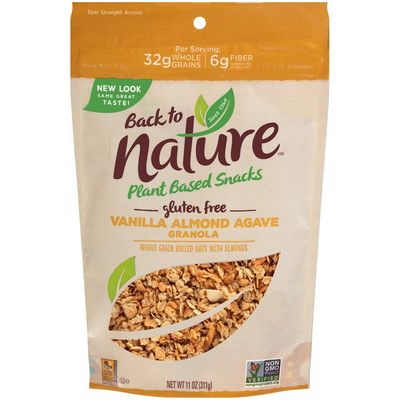 Back to Nature Granola Cereal - Gluten Free, Non-GMO, Plant Based Snacks made with Whole Grain Rolled Oats - Vanilla Almond Agave, 11 Ounce