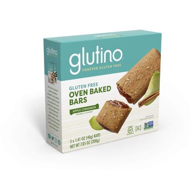 Glutino Gluten Free Oven Baked bar, Apple Cinnamon, Naturally Flavored, 5 ct (Pack of 12)