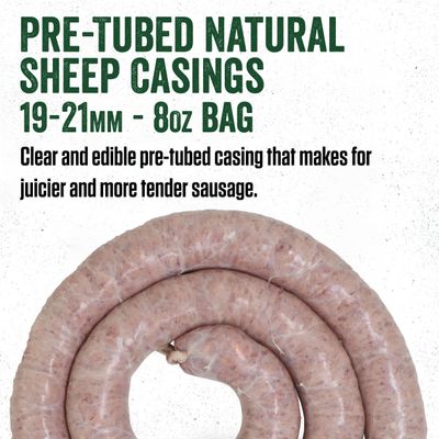 LEM Products Pre-Tubed Natural Sheep Casings, 19-21mm, Edible Sausage Casings, Stuffs Approximately 20-25 Pounds, Great for Snack Sticks, Breakfast Sausage Links, and More, 6.7 Ounce Package