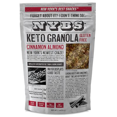 NYBS Cinnamon Almond Keto Granola - 100% Natural Grain-Free Granola, Non-GMO, Gluten Free, Small Batch Baked, Low Sodium + Low In Saturated Fat - 11 oz (1 Pack)